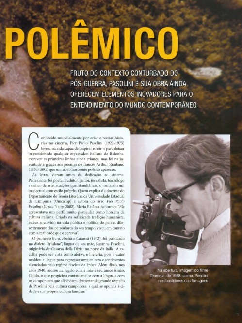 Pier Paolo Pasolini por Luiz Nazario, Revista do SESC, São Paulo, ago. 2013, n. 2, ano 20, p. 23.