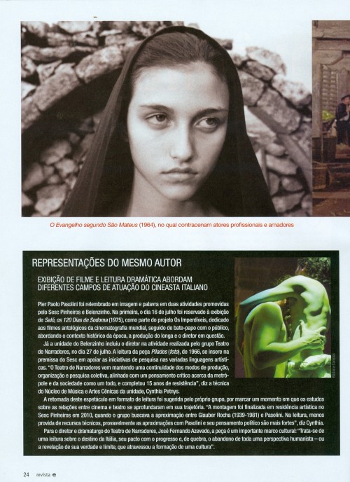 Pier Paolo Pasolini por Luiz Nazario, Revista do SESC, São Paulo, ago. 2013, n. 2, ano 20, p. 24.